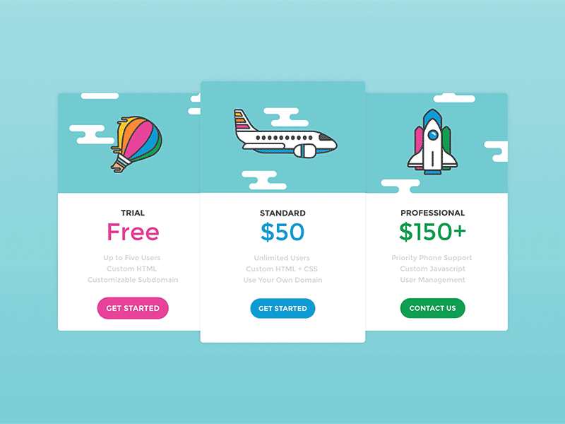 Pricing Table animation framer gsap pricing page pricing table svg svg animation