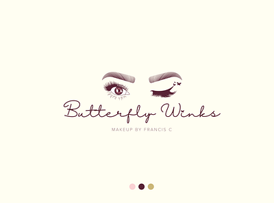 Butterfly Winks | Makeup By Francis C Combination Mark branding branding and identity illustration logo logo design typography