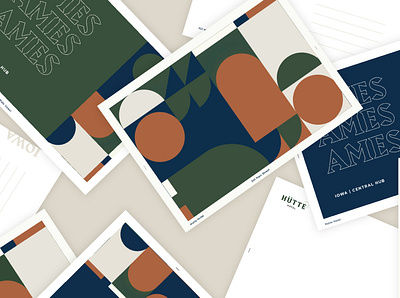 Hutte Hotel Postcards branding design flat icon identity illustration illustrator logo typography vector