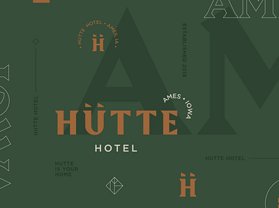 Hutte Hotel branding design flat icon identity illustration illustrator logo typography vector