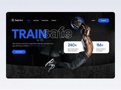 GYM - TrainSafe app branding design graphic design gym homepage interface landing landingpage site sports training ui web