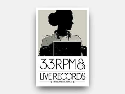33 RPM 33 rpm audio design futurism gianmarco magnani illustration minimalist music poster record retro scifi sixty watts sound space stars stereo vinyl