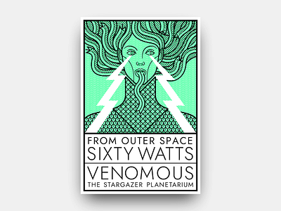 Sixty Watts - Venomous bold classic design futurism gianmarco magnani gorgon illustration lines medusa minimalist poster retro science fiction scifi simple sixty watts snakes space venom venomous