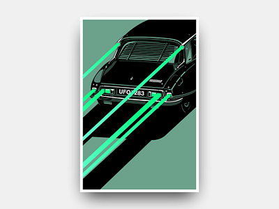 Déesse (Variant) car design futurism gianmarco magnani illustration lights minimalist modern poster retro retrofuturism science fiction scifi space speed ufo vintage