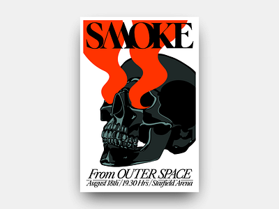 Smoke bones design from outer space futurism gianmarco magnani illustration minimalist poster retro skeleton skull smoke suxty watts