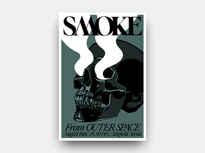 Smoke (Variant) bones design from outer space futurism gianmarco magnani illustration minimalist music poster retro science fiction scifi sixty watts skeleton skull smoke space starfield stars