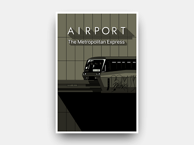 Airport Express (Variant) airport design express futurism gianmarco magnani graffiti illustration metro minimalist poster retro terminal train vagon
