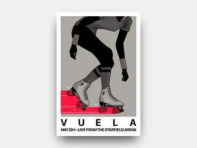 Vuela 1994 design futurism gianmarco magnani illustration magic minimalist poster retro roller skates roller skating skating starfield stars