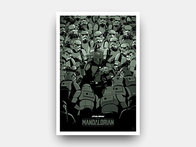 Lone Gunfighter (Variant) design futurism gianmarco magnani grogu illustration mandalorian mando poster retro star wars stormtrooper yoda