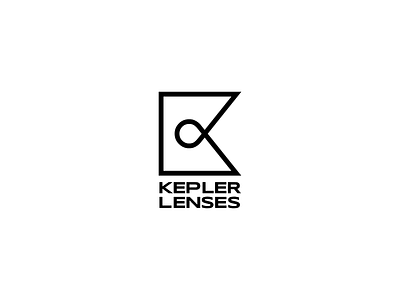 Kepler Lenses black bold branding design futurism gianmarco magnani kepler line logo logo design logotype monogram outline retro science space stars telescope type logo typographic logo