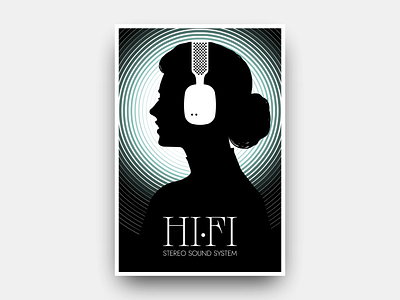 Hi-Fi audio design futurism geometric gianmarco magnani headphones hi fi hifi illustration minimalist music poster retro scifi typography
