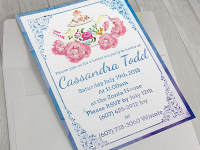 Bridal Shower Invitation 5x7 bridal shower invite card envelope print