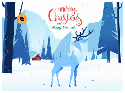 Holiday Card from O2D agency branding christmas deer illustration design flat illustration holidays illustration logo o2d outline2design ui vector