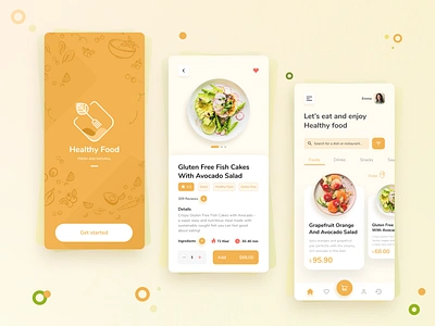 HealthyFood app app branding icon illustration mobile app mobile design mobile ui outline2design ui ux vector webdesign