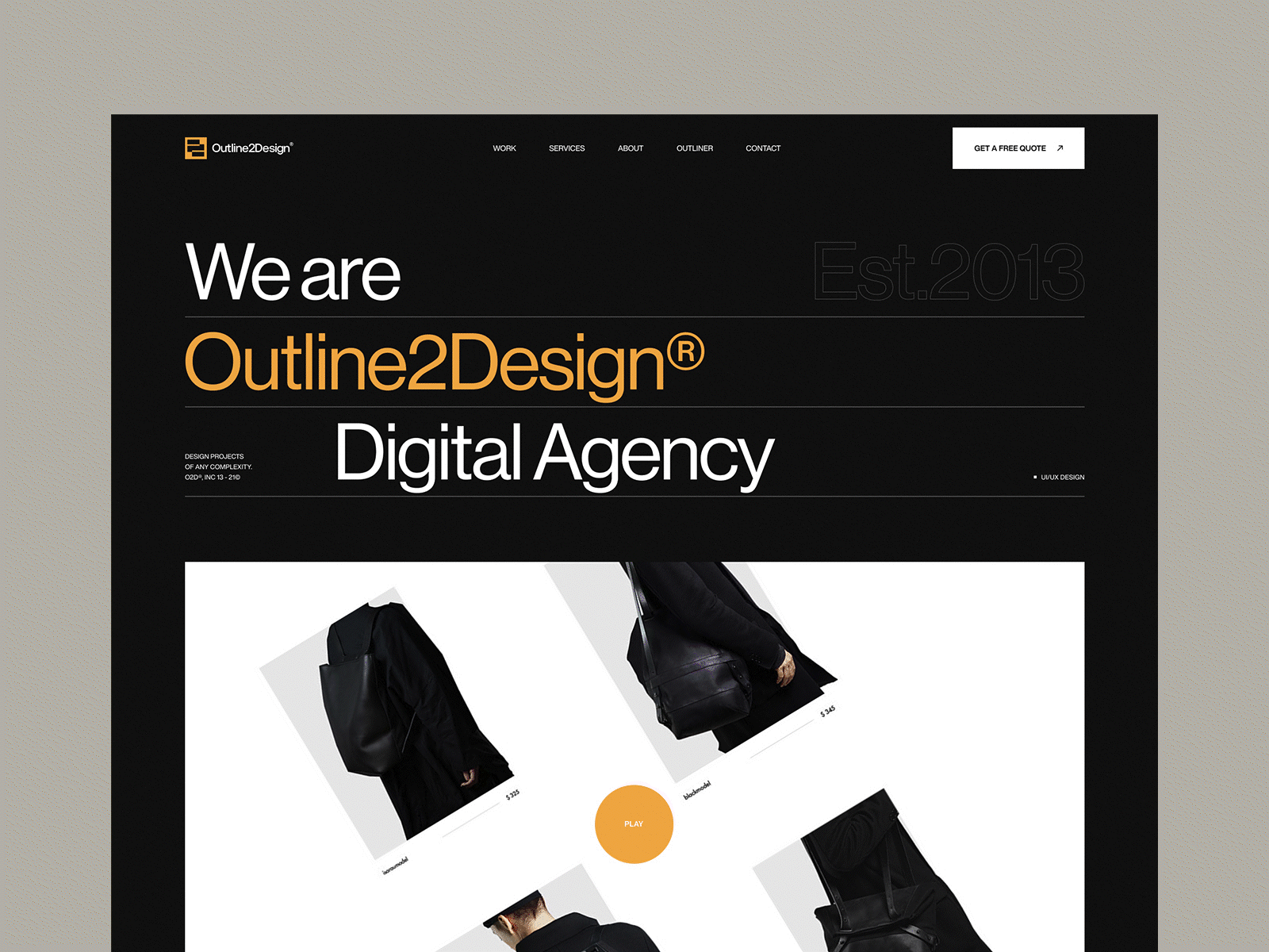 O2D design agency website agency branding burger menu contact us form homepage icon interaction design logo mobile o2d outline2design portfolio typography web webdesign