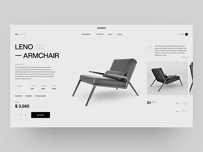 Leno Product Page Design branding design furniture o2d product page design style ui ux webdesign