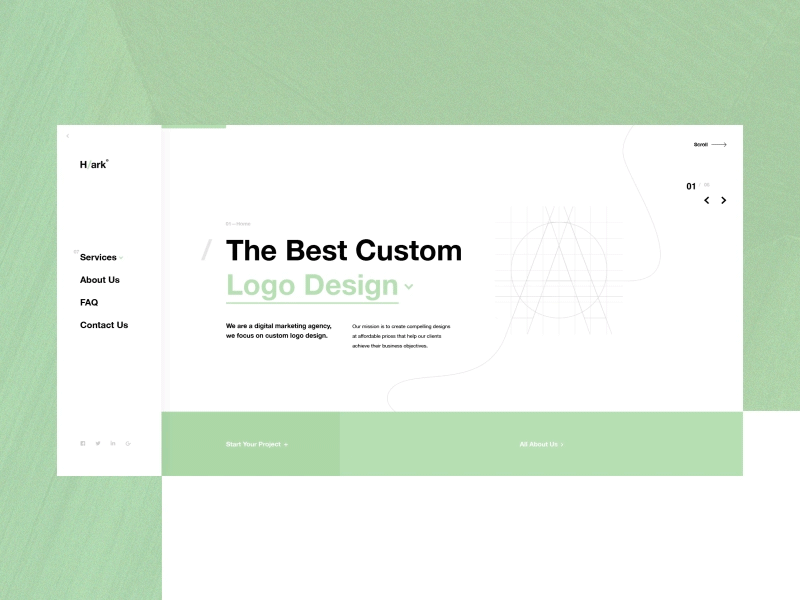 Hlark Home design homepage outline2design ui ux webdesign