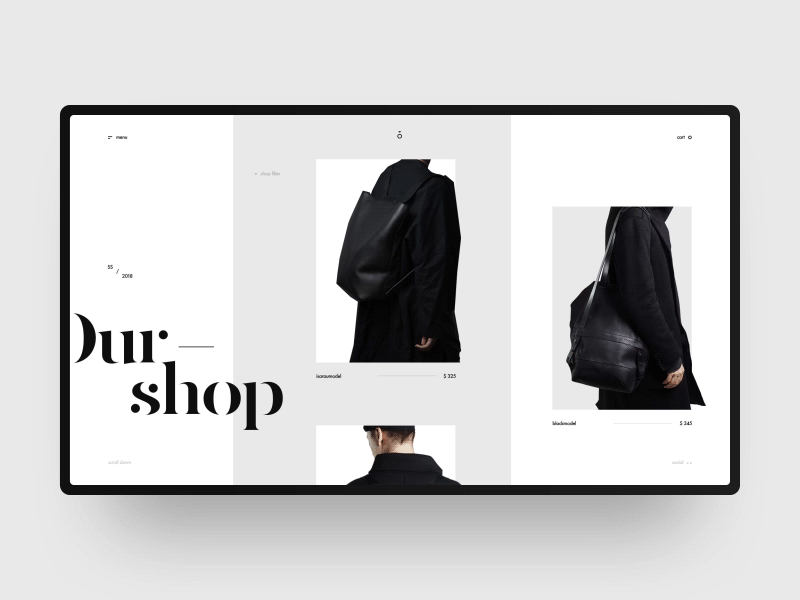 Ótwear store accessories black design minimalism outline2design ui ux webdesign