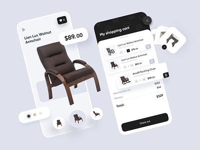 Chairs Mobile App accessories app chairs clean clean ui design furniture minimal mobile ui ux web