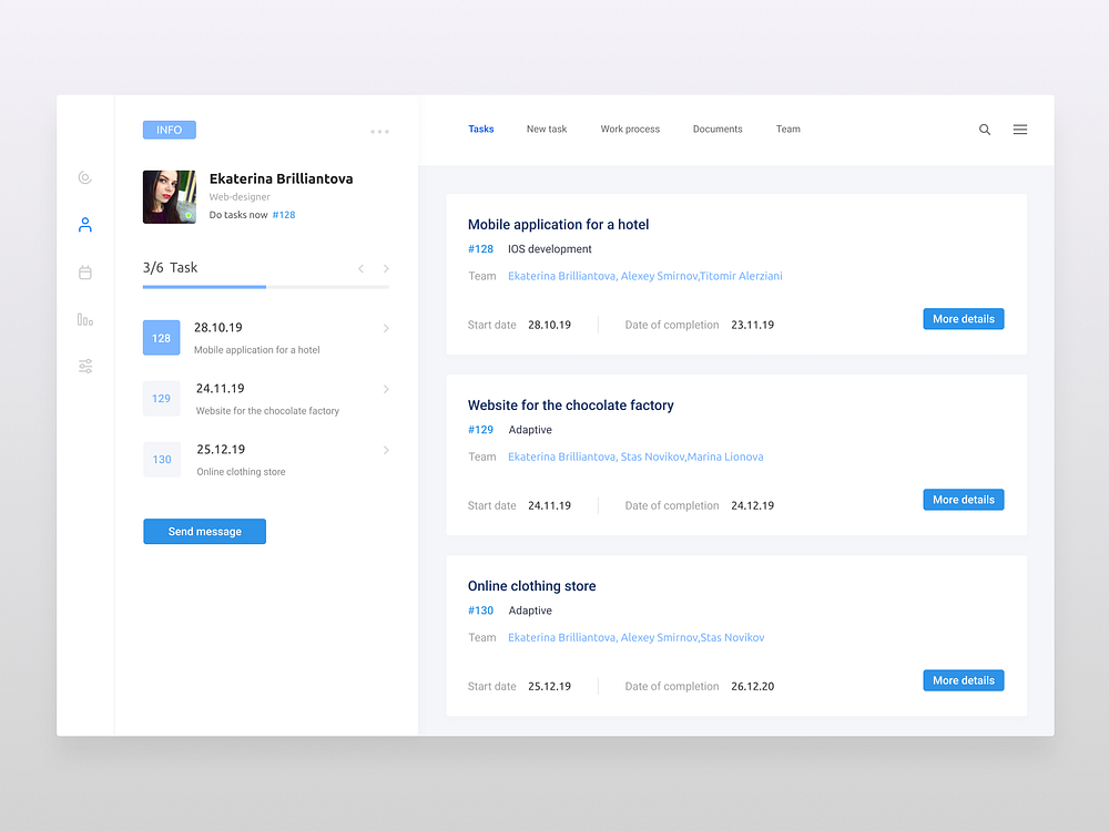 Tasks Page by Kate Paradisek on Dribbble