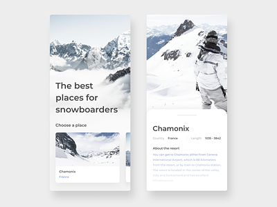 Mobile app - The best places for snowboarders