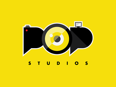 Pop Studios bold brand branding design flat logo studio typography yellow