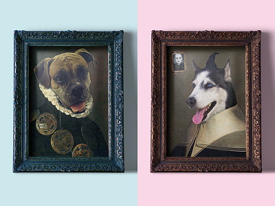 Pet Portraits digital art dogs family manipulation pets photoshop portrait