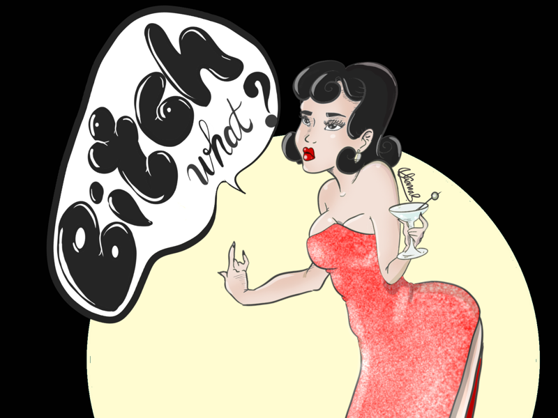 Bitch, what? cartoon what bitch fashion 60s lady red art digital drawing arrogant ignorant intolerant inconsiderate
