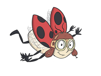 Aviator Bug art book bug cartoon character children collaboration cute design digital ladybug reading
