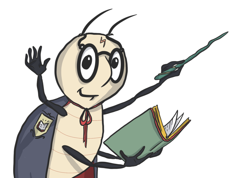 Harry Potter Bug reading cute funny design art digital cartoon magic wizard bug harrpypotter