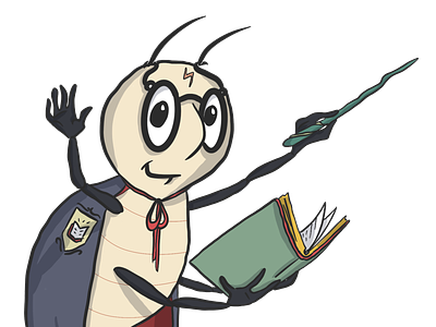 Harry Potter Bug art bug cartoon cute design digital funny harrpypotter magic reading wizard