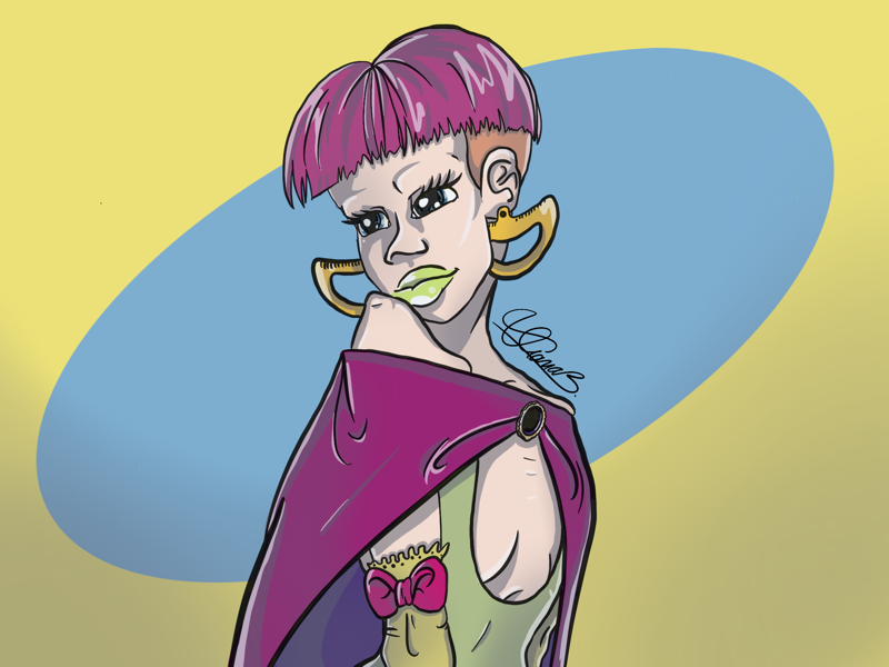 IT Girl drawing art digital skinny bright cartoon cool cute haircut pink superhero superpower girl itgirl it
