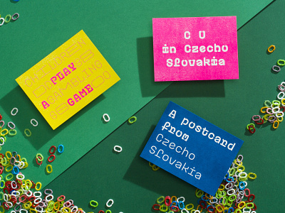 Plastic typeface postcards bright colors czechoslovakia font graphic design monospace neon colors print risography risography postcards typedesign typeface typography variable font