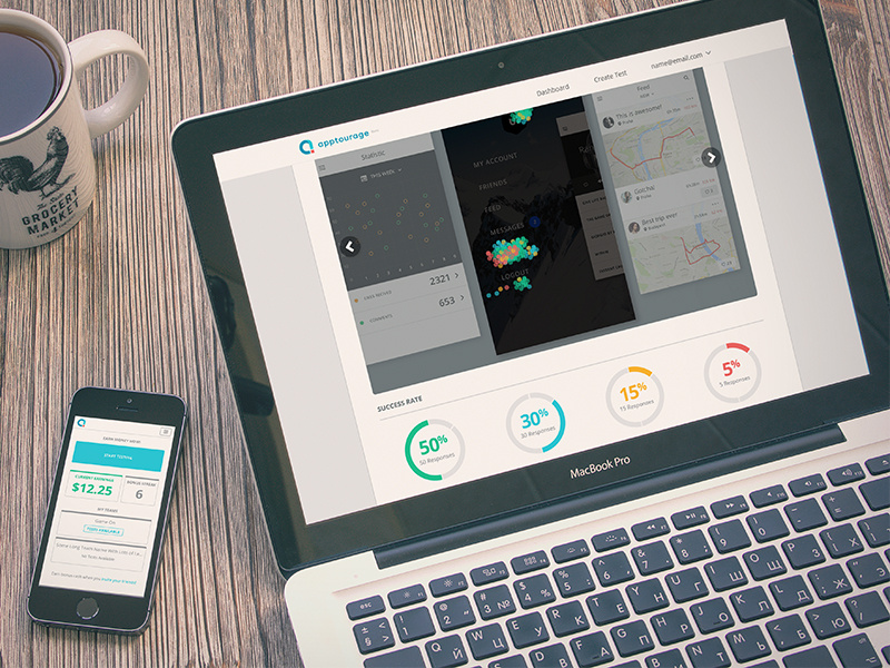Apptourage Design Process - Development mockup mobile metrics graphs interface website responsive ui