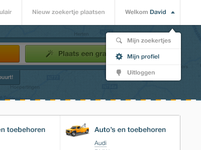 Dropdown account dropdown regiozoekertjes user