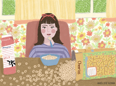 Matilda (1996)/ Matilda eating Cheerios character childrens illustration digital art digital illustration digital painting film illustration matilda movie