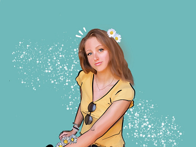 Blend + Outline Portrait girl graphic design graphic art illustration ipad pro create procreate tablet