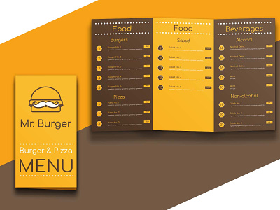Brochure - Menu adobe art branding brochure design effect graphic design illustration logo menu photoshop print restaurant trifold typography vector