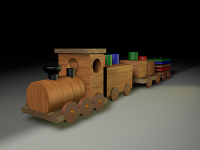 Wooden Train children cinema4d composing toy trains wood texture