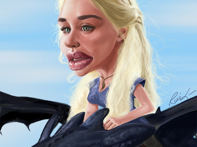 Dany GOT caricature daenerys targarye digital illustration digital painting emilia clarke game of thrones how to train your dragon mother of dragons