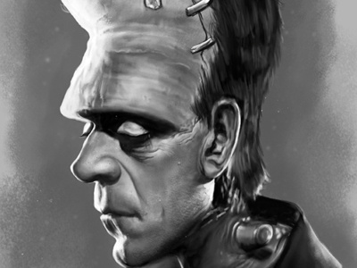 Frankenstein caricature digital illustration digital painting frankenstein illustration photoshop