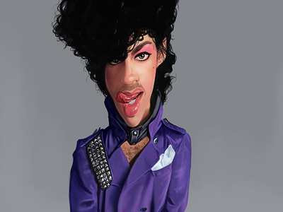 Prince caricature digital illustration digital painting illustration prince purple rain rolling stone