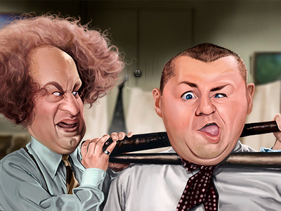 Three Stooges caricature digital painting photorealism photoshop three stooges