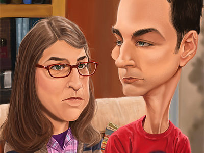 Shamy amy big bang theory caricature cbs digital 2d digital illustration digital painting photoshop sheldon