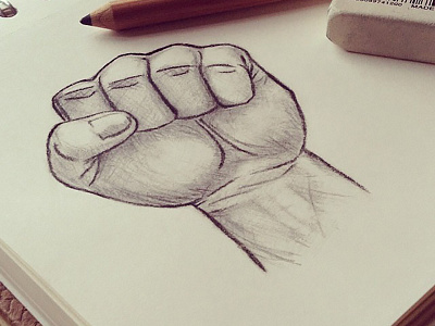 Ten Thousand Fists charcoal drawing fabercastell fist graphite monochrome paper pencil sketch