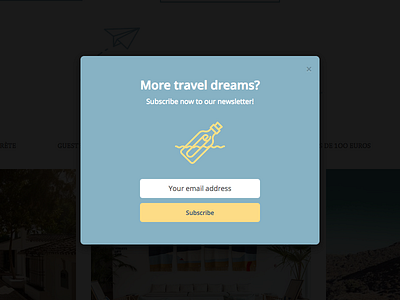 Newsletter modal bottle close dreams form icon modal newsletter overlay popup subscribe travel water