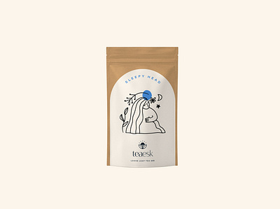 Teaesk Sleepyhead Label brand brand identity branding design food and drink graphic design illustration label design logo packaging typography