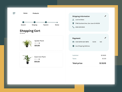 day 2 - UI Challenge - Credit Card Checkout challenge creditcard dailyuichallenge plant shopping cart ui ux ui challenge ui design