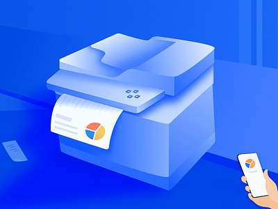 The printer illustration mobile smart ui