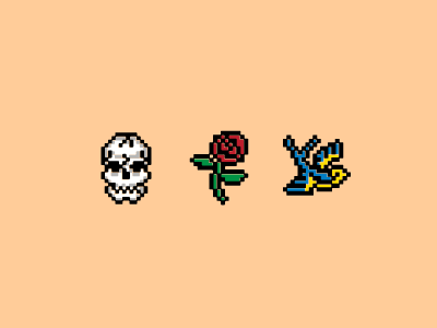 Tattoo Inspired Icons icons pixels rose simplicity skull sparrow tattoo
